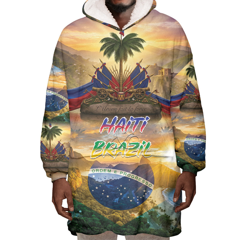 Personalized Brazil Haiti Wearable Blanket Hoodie Heritage Landscape