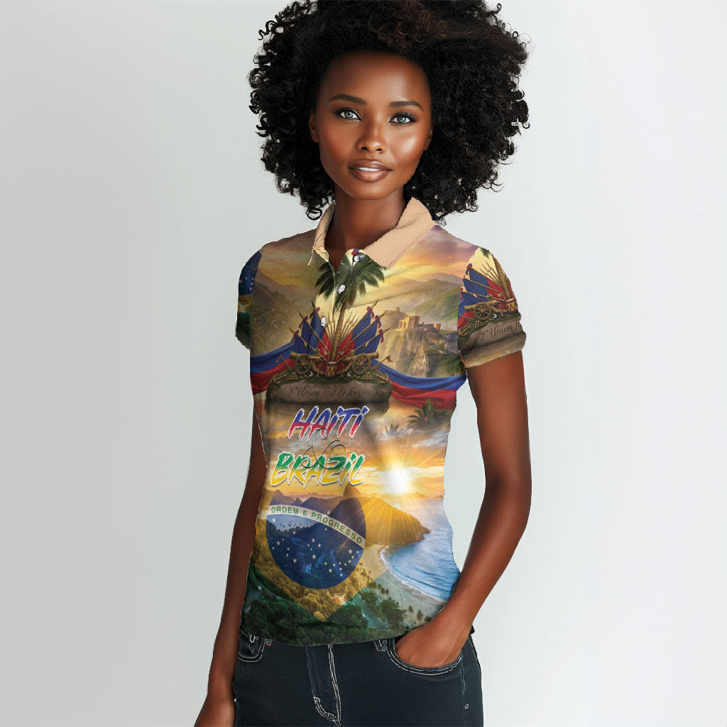 Personalized Brazil Haiti Women Polo Shirt Heritage Landscape