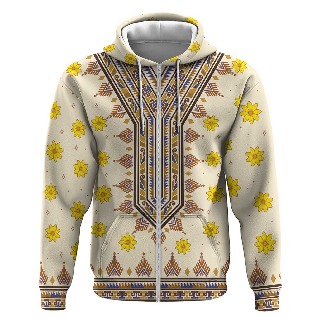 Enkutatash Dashiki Adey Abeba Pattern Zip Hoodie - Wonder Print Shop