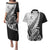 New Zealand Silver Fern Rugby Couples Matching Puletasi Dress and Hawaiian Shirt Aotearoa Maori Black Version - Wonder Print Shop