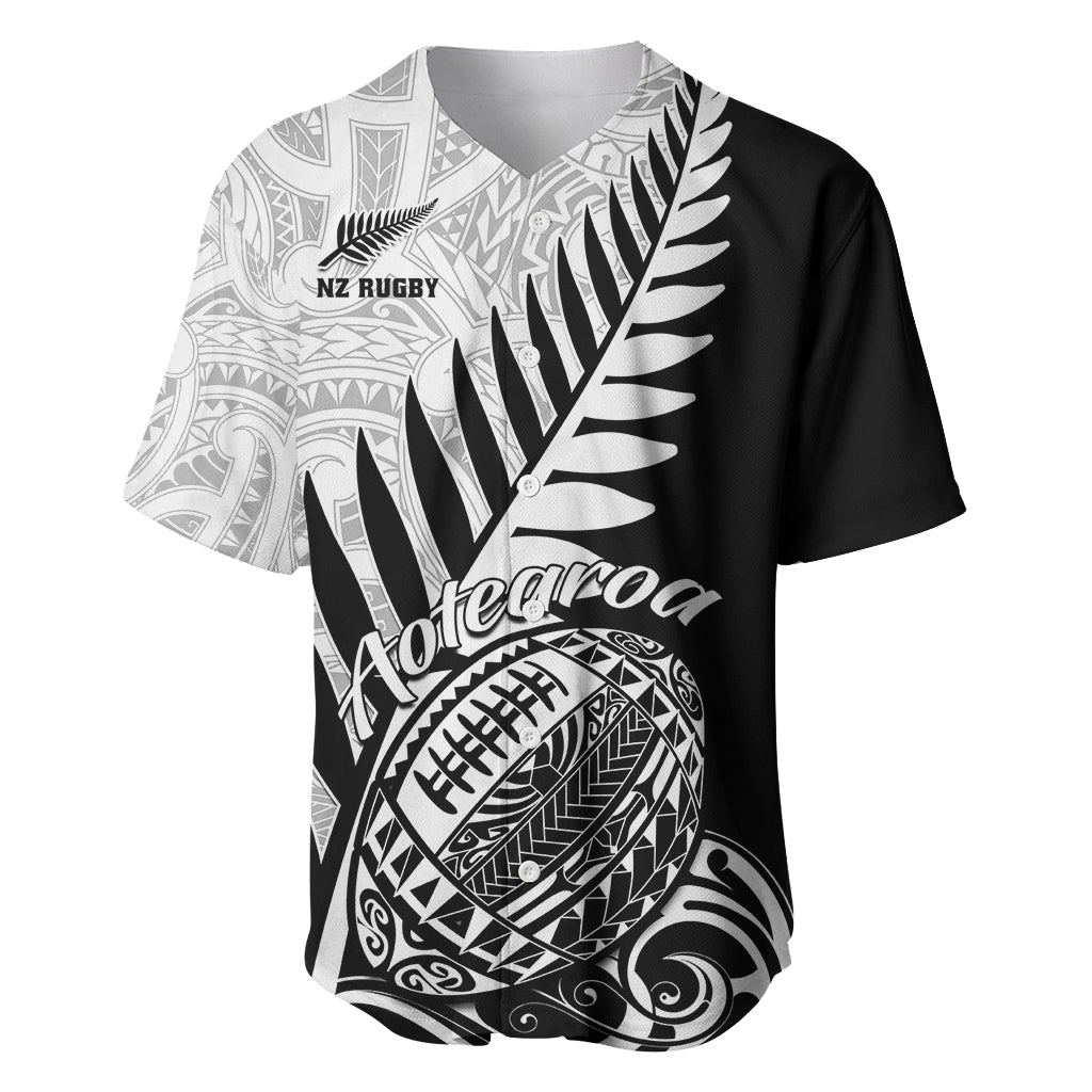 Custom New Zealand Silver Fern Rugby Baseball Jersey Aotearoa Maori Black Version - Wonder Print Shop