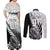 Custom New Zealand Silver Fern Rugby Couples Matching Off Shoulder Maxi Dress and Long Sleeve Button Shirts Aotearoa Maori Black Version - Wonder Print Shop