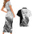 Custom New Zealand Silver Fern Rugby Couples Matching Short Sleeve Bodycon Dress and Hawaiian Shirt Aotearoa Maori Black Version - Wonder Print Shop