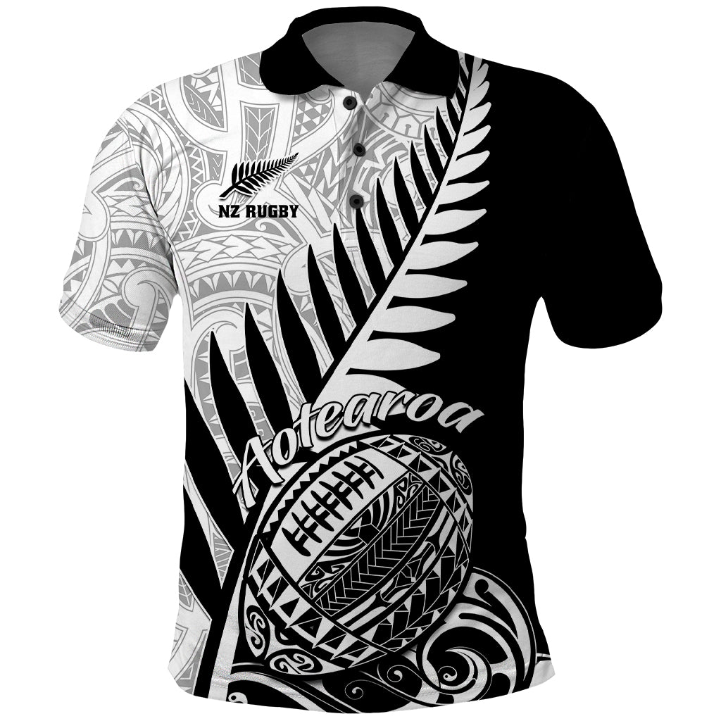 Custom New Zealand Silver Fern Rugby Polo Shirt Aotearoa Maori Black Version - Wonder Print Shop