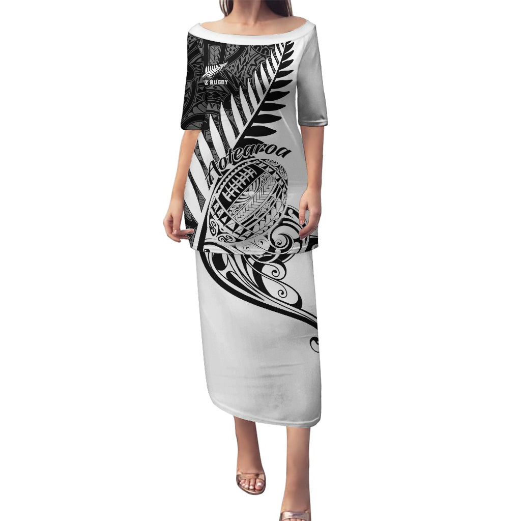 New Zealand Silver Fern Rugby Puletasi Aotearoa Maori White Version - Wonder Print Shop