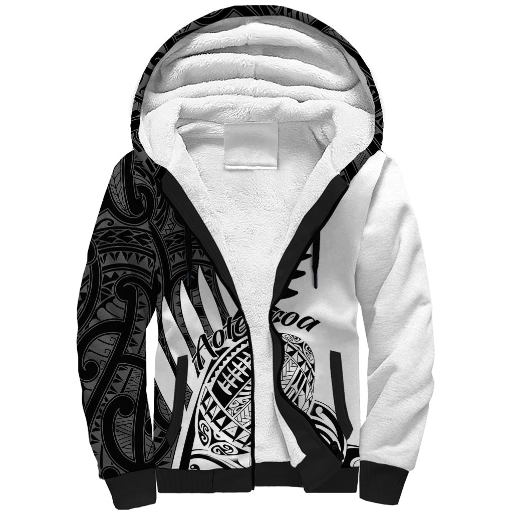 New Zealand Silver Fern Rugby Sherpa Hoodie Aotearoa Maori White Version - Wonder Print Shop