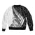 New Zealand Silver Fern Rugby Sleeve Zip Bomber Jacket Aotearoa Maori White Version - Wonder Print Shop