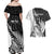 Custom New Zealand Silver Fern Rugby Couples Matching Off Shoulder Maxi Dress and Hawaiian Shirt Aotearoa Maori White Version - Wonder Print Shop