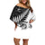 Custom New Zealand Silver Fern Rugby Off Shoulder Short Dress Aotearoa Maori White Version - Wonder Print Shop