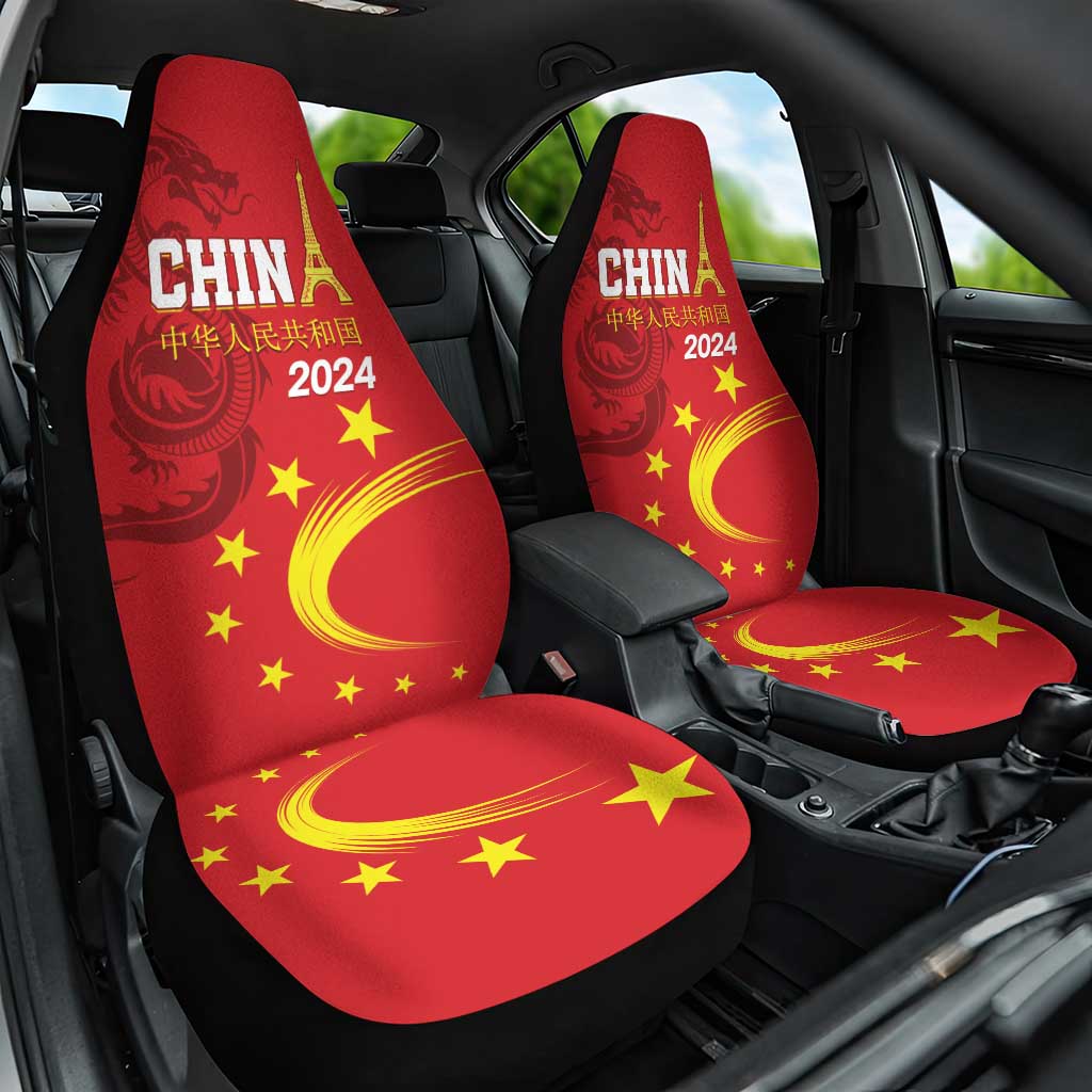 Custom China 2024 Car Seat Cover Chinese Dragon Yellow Star - Wonder Print Shop