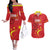 Custom China 2024 Couples Matching Off The Shoulder Long Sleeve Dress and Hawaiian Shirt Chinese Dragon Yellow Star - Wonder Print Shop