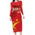 Custom China 2024 Long Sleeve Bodycon Dress Chinese Dragon Yellow Star - Wonder Print Shop