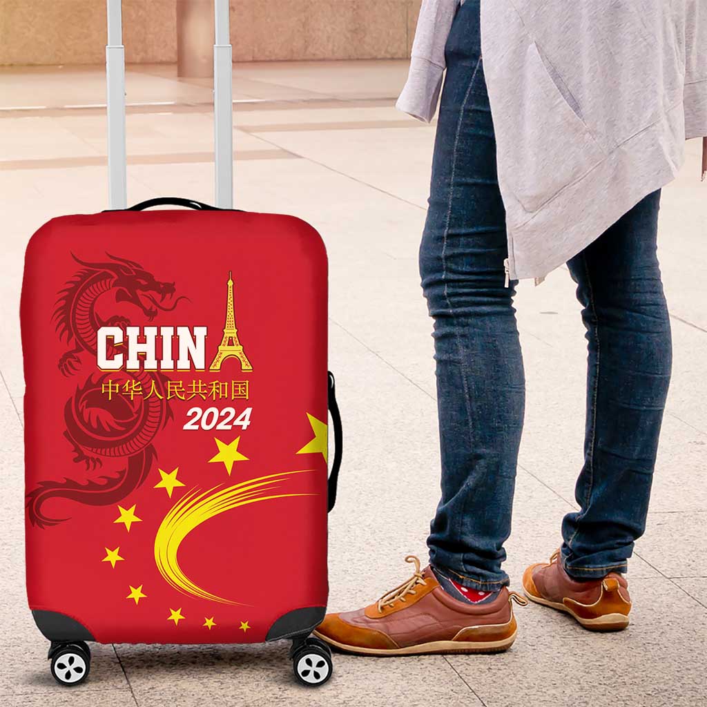 Custom China 2024 Luggage Cover Chinese Dragon Yellow Star - Wonder Print Shop