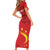 Custom China 2024 Short Sleeve Bodycon Dress Chinese Dragon Yellow Star - Wonder Print Shop