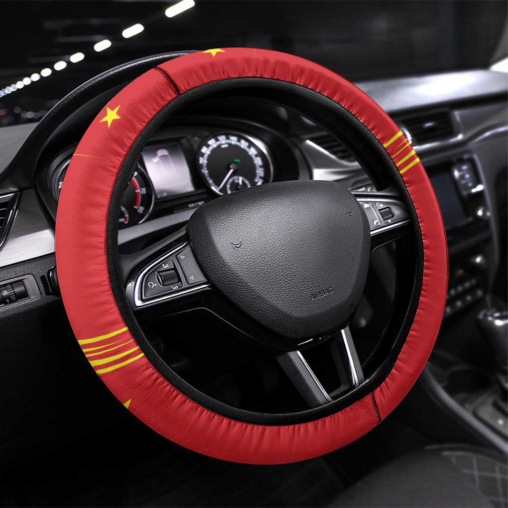 China 2024 Steering Wheel Cover Chinese Dragon Yellow Star - Wonder Print Shop