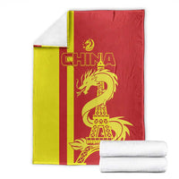 Folded China blanket set, red-yellow stripes and gold dragon with Eiffel Tower design