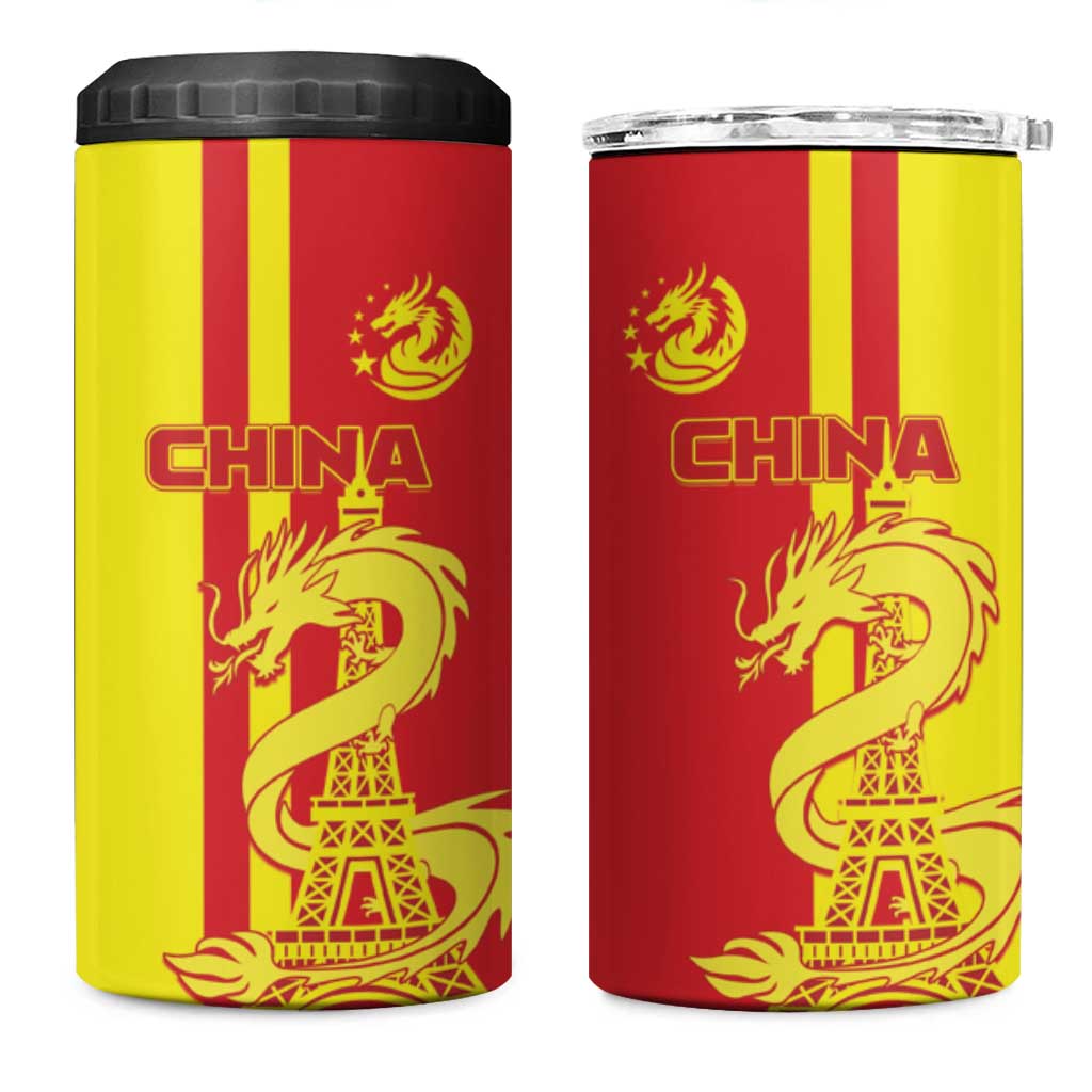 China 4 in 1 Can Cooler Tumbler Chinese Dragon With Eiffel Tower - Wonder Print Shop