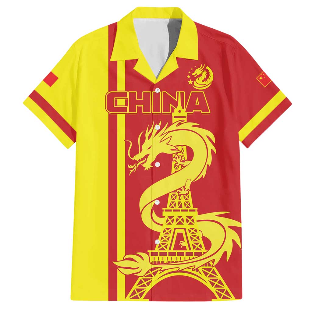 Custom China Hawaiian Shirt Chinese Dragon With Eiffel Tower - Wonder Print Shop