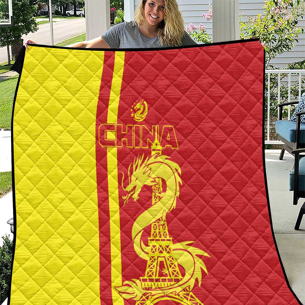 Custom China Quilt Chinese Dragon With Eiffel Tower