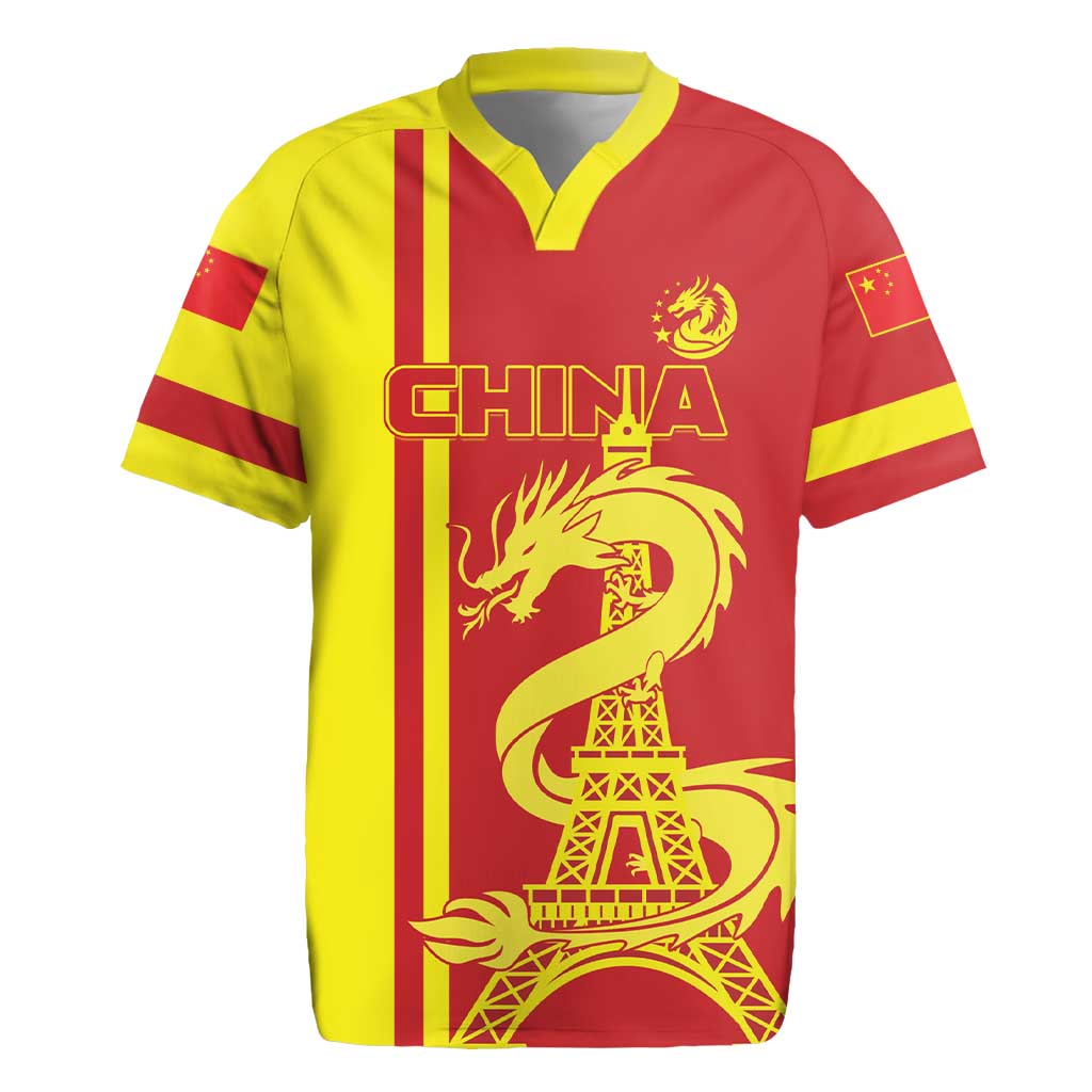 Custom China Rugby Jersey Chinese Dragon With Eiffel Tower - Wonder Print Shop