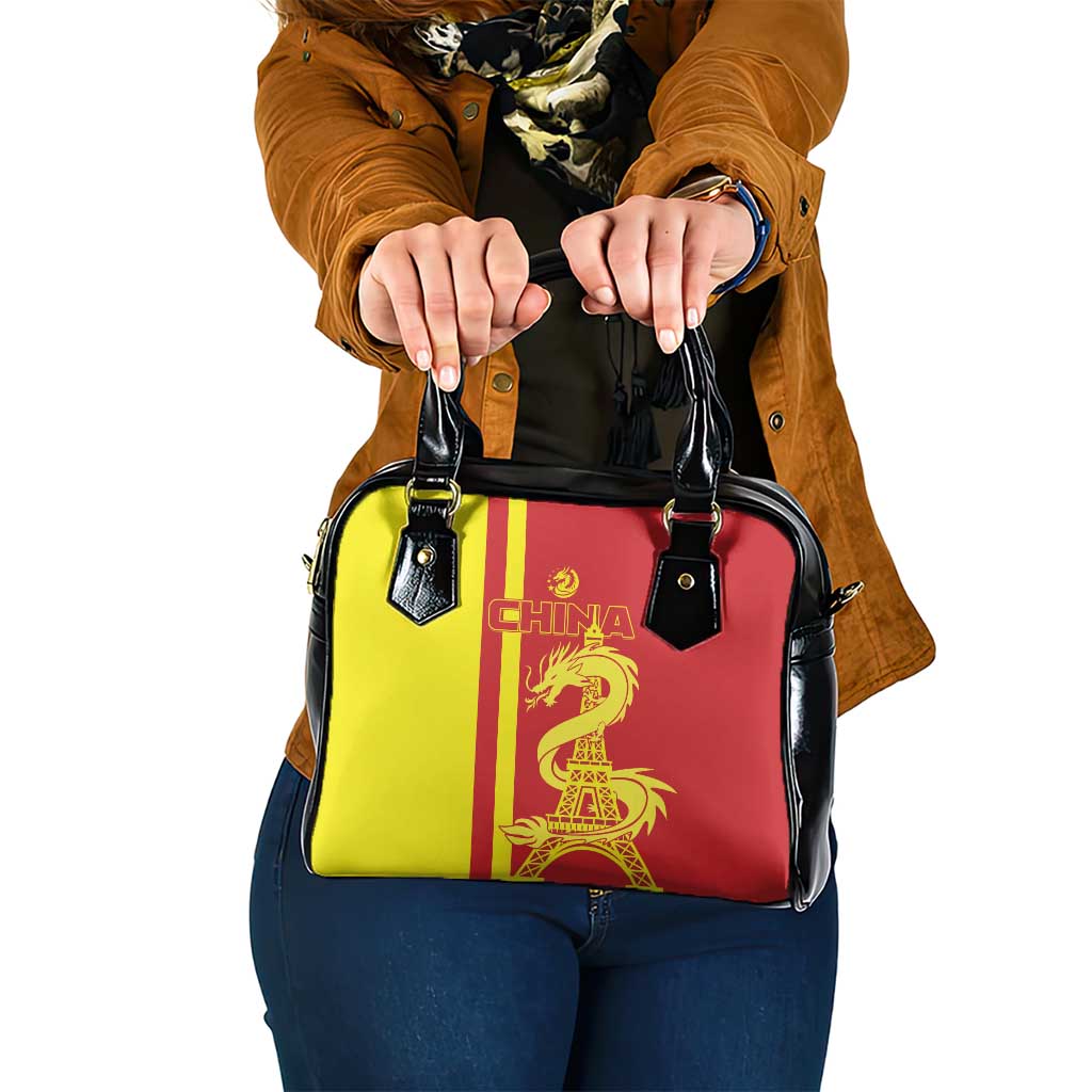 Custom China Shoulder Handbag Chinese Dragon With Eiffel Tower