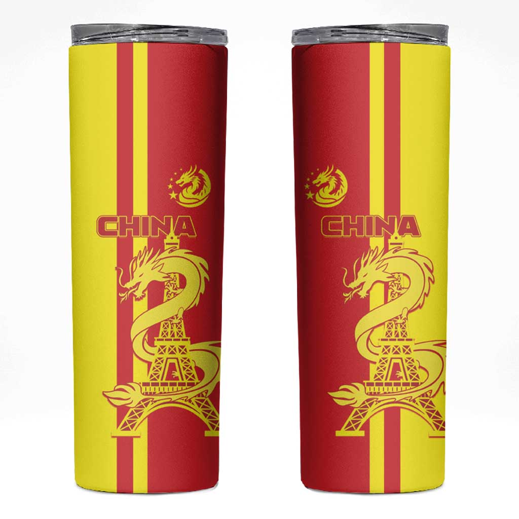 China Skinny Tumbler Chinese Dragon With Eiffel Tower