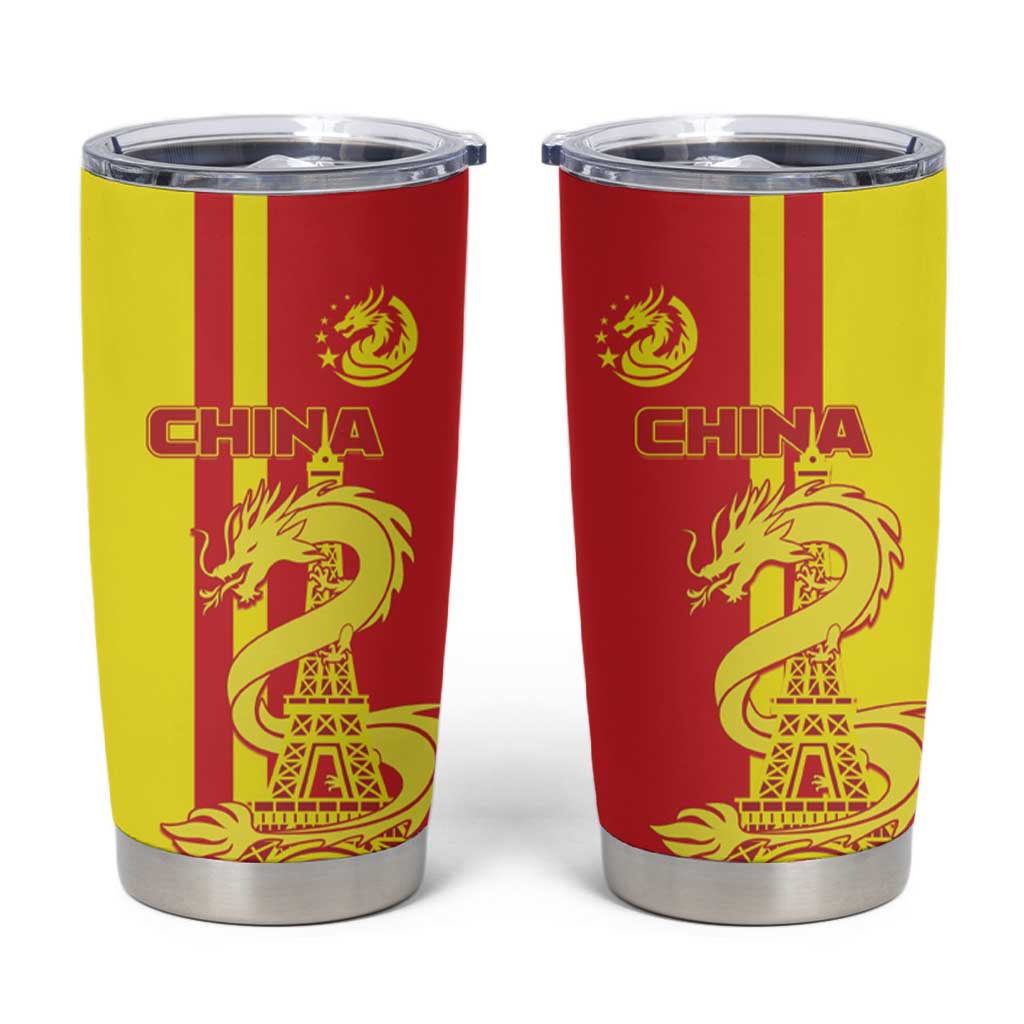 China Tumbler Cup Chinese Dragon With Eiffel Tower