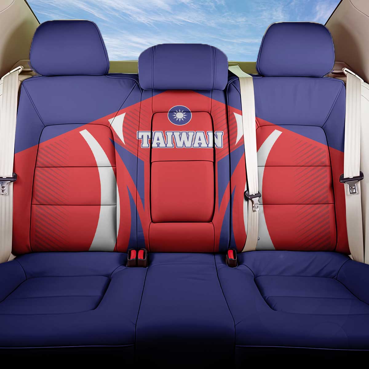 Custom Taiwan Back Car Seat Cover Taiwanese Sporty Flag Style - Wonder Print Shop