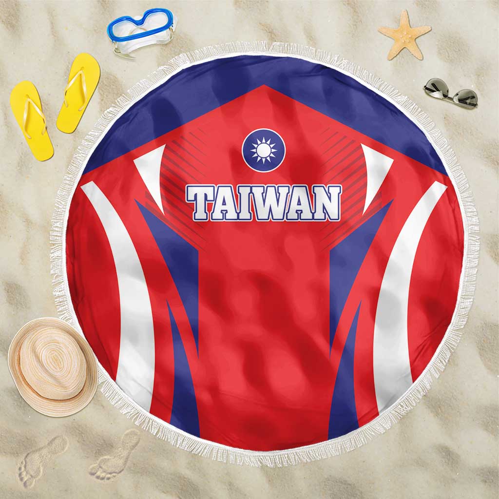 Custom Taiwan Beach Blanket Taiwanese Sporty Flag Style - Wonder Print Shop