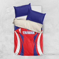 Taiwan-themed bedding set with two blue pillowcases and white-red-blue duvet