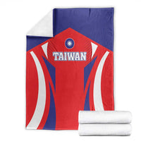 Taiwan flag style blanket folded, blue red and white rays with Taiwan emblem