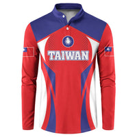 Taiwan-style button sweatshirt, red/blue/white with 'TAIWAN' front graphic