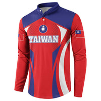 Taiwan-style button sweatshirt with TAIWAN front and sleeve flag patches