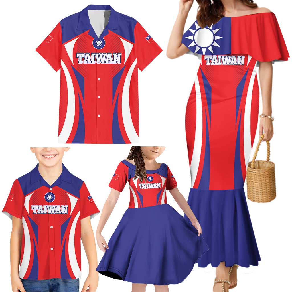 Custom Taiwan Family Matching Mermaid Dress and Hawaiian Shirt Taiwanese Sporty Flag Style - Wonder Print Shop