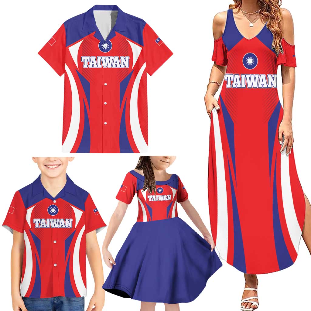 Custom Taiwan Family Matching Summer Maxi Dress and Hawaiian Shirt Taiwanese Sporty Flag Style - Wonder Print Shop