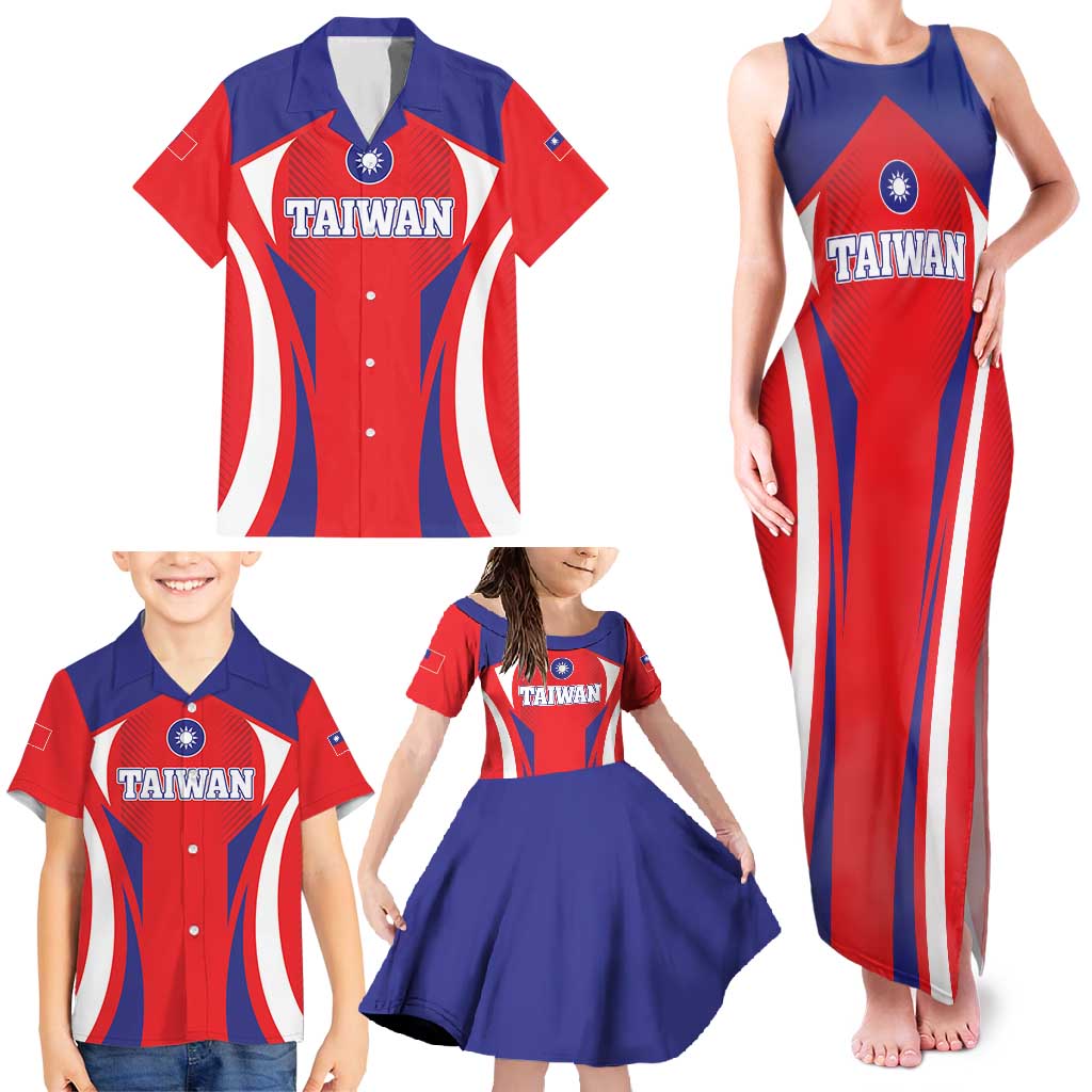 Custom Taiwan Family Matching Tank Maxi Dress and Hawaiian Shirt Taiwanese Sporty Flag Style - Wonder Print Shop