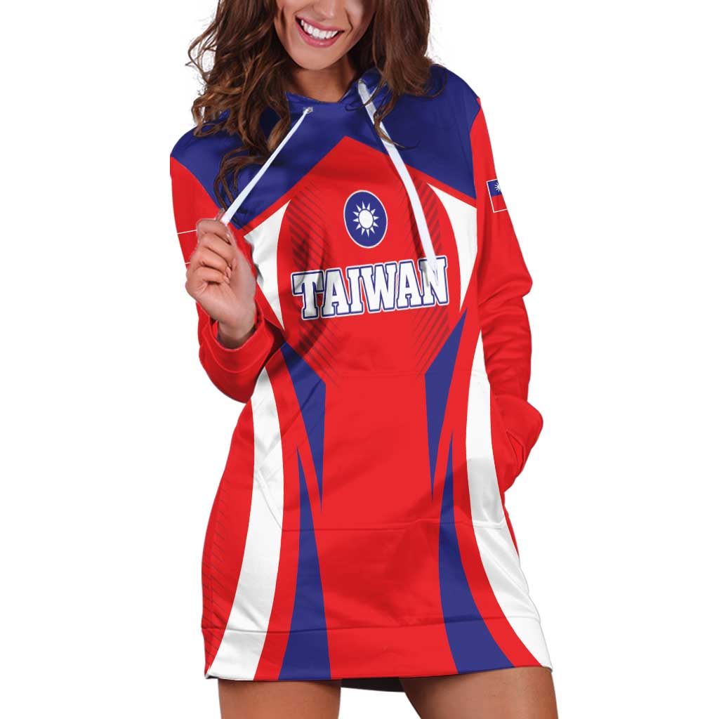 Custom Taiwan Hoodie Dress Taiwanese Sporty Flag Style - Wonder Print Shop