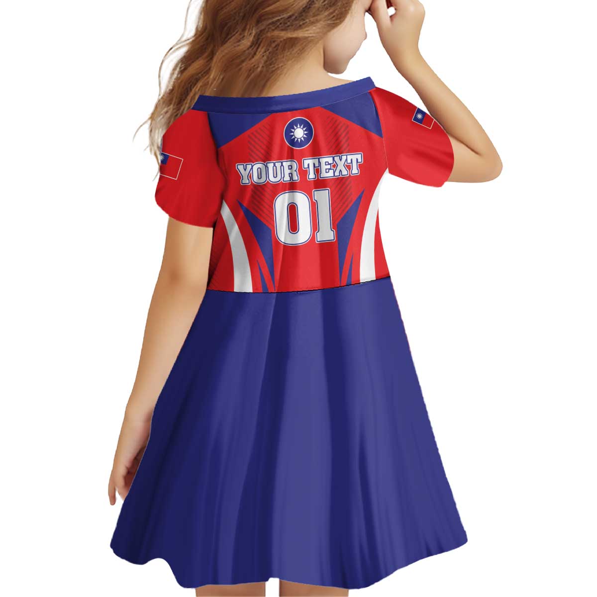 Custom Taiwan Kid Short Sleeve Dress Taiwanese Sporty Flag Style - Wonder Print Shop