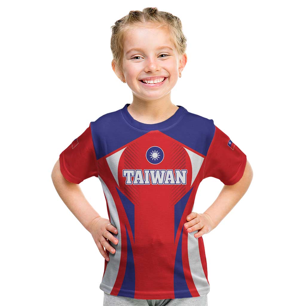 Custom Taiwan Kid T Shirt Taiwanese Sporty Flag Style - Wonder Print Shop