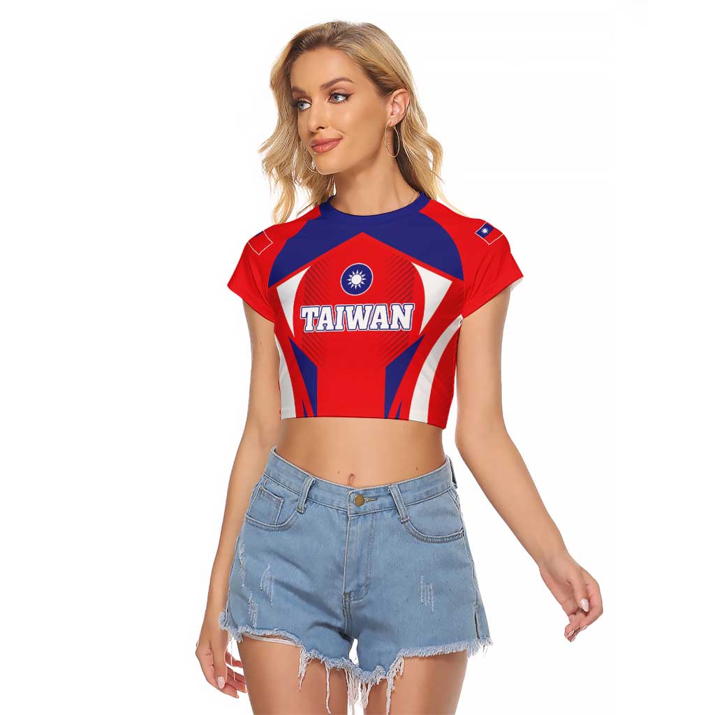 Custom Taiwan Raglan Cropped T Shirt Taiwanese Sporty Flag Style - Wonder Print Shop