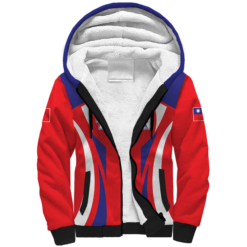 Custom Taiwan Sherpa Hoodie Taiwanese Sporty Flag Style - Wonder Print Shop