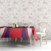 Rectangular Taiwan sporty flag tablecloth in red, navy blue, and white stripes