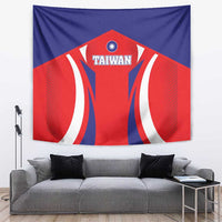Taiwan flag style tapestry wall banner with “TAIWAN” text, blue border and red center