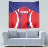 Taiwan flag style tapestry wall banner in blue, red, and white with “TAIWAN” label