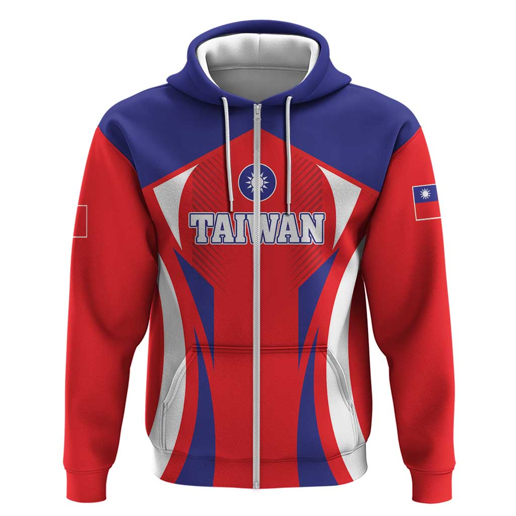 Custom Taiwan Zip Hoodie Taiwanese Sporty Flag Style - Wonder Print Shop