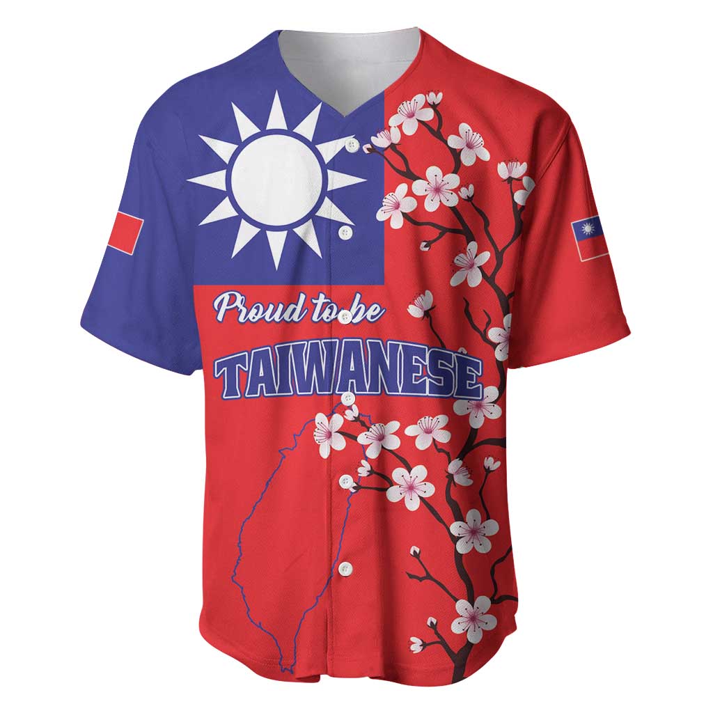 Personalized Proud To Be Taiwanese Baseball Jersey Flag Map Plum Blossom - Wonder Print Shop