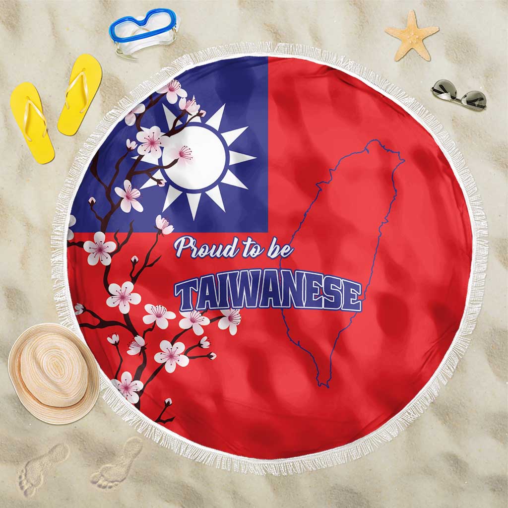 Personalized Proud To Be Taiwanese Beach Blanket Flag Map Plum Blossom - Wonder Print Shop