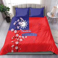 Comforter cover with plum blossom and Taiwan map print; blue pillowcases included