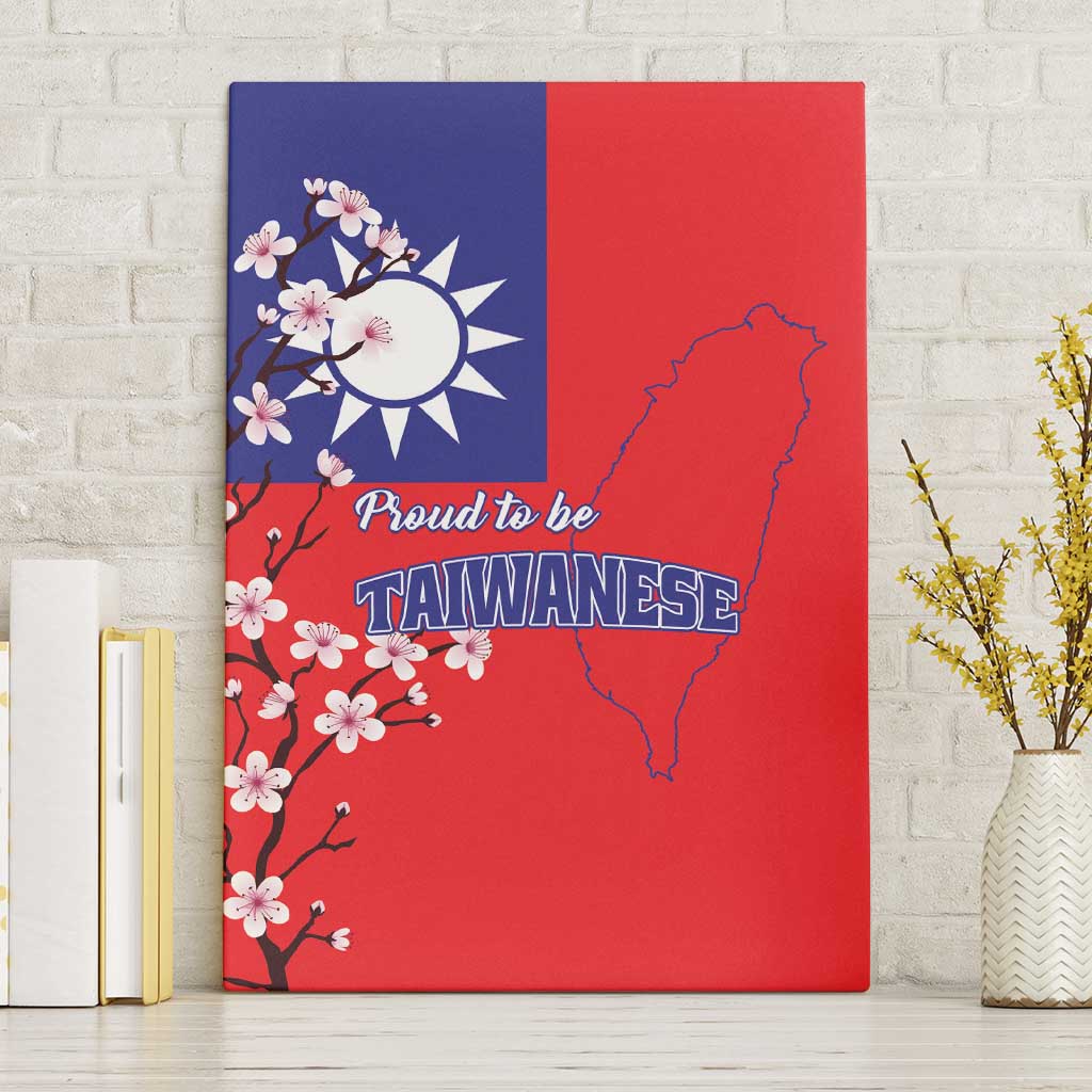 Personalized Proud To Be Taiwanese Canvas Wall Art Flag Map Plum Blossom - Wonder Print Shop