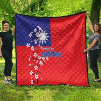 Large red and blue Taiwan-themed quilt blanket with plum blossoms and “Proud to be Taiwanese”